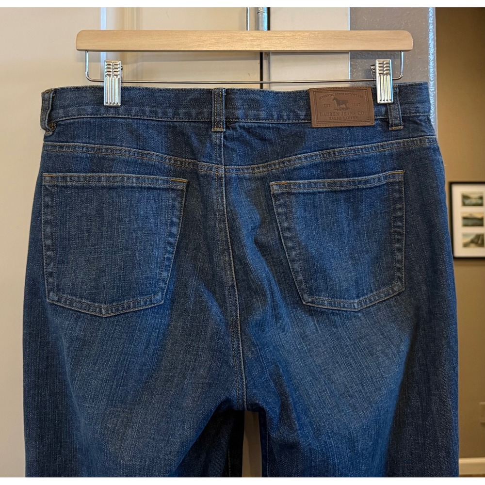 Lauren Jeans Co. Ralph Lauren Wmns Petite 10P Bootcut Denim Classic Blue Jeans - Picture 7 of 9
